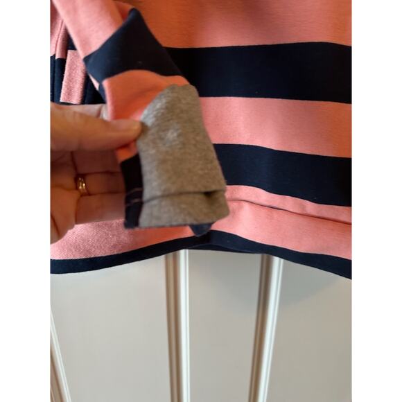 Women's & Ampersand Ave Double Hood L/S Striped Hoodie, Size L- Coral/Navy - Picture 4 of 11